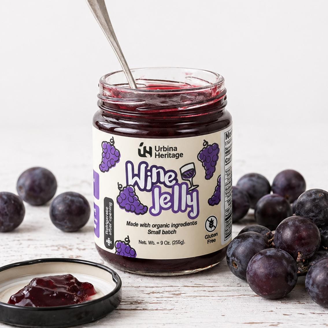 Authentic Urbina Heritage Wine Jelly,  Premium Red Wine Jelly, Small Batch Gourmet Spread,  Family Recipe 6oz Jar