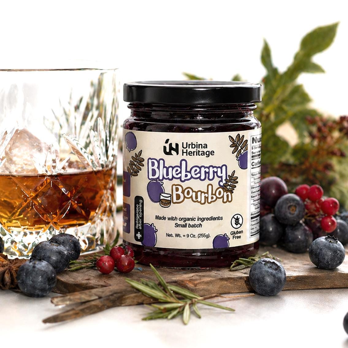 Urbina Heritage Blueberry Bourbon Jam – Small Batch Gourmet Spread (6 oz)