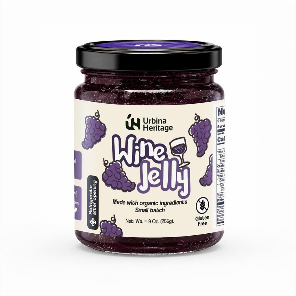 Authentic Urbina Heritage Wine Jelly,  Premium Red Wine Jelly, Small Batch Gourmet Spread,  Family Recipe 6oz Jar