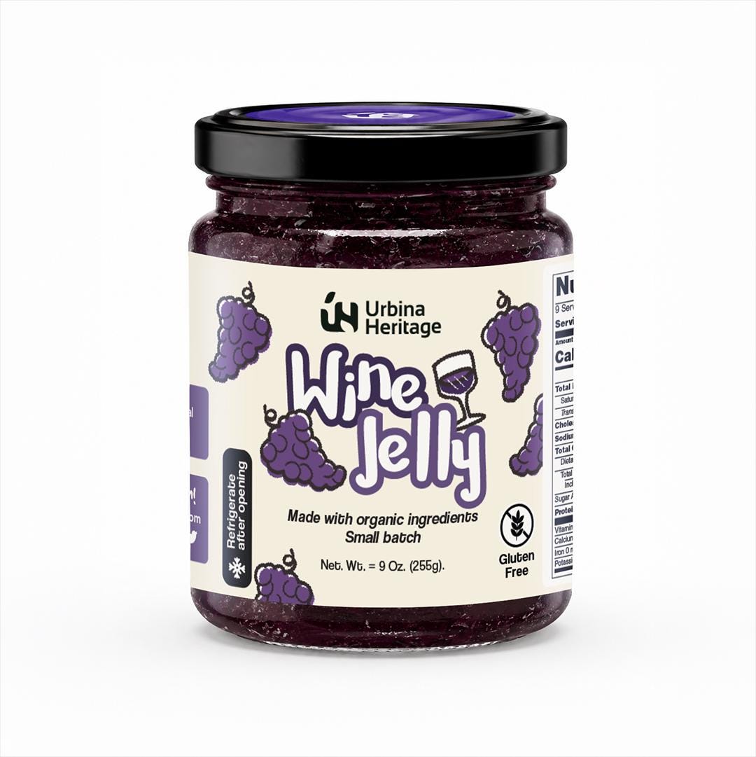 Authentic Urbina Heritage Wine Jelly,  Premium Red Wine Jelly, Small Batch Gourmet Spread,  Family Recipe 6oz Jar