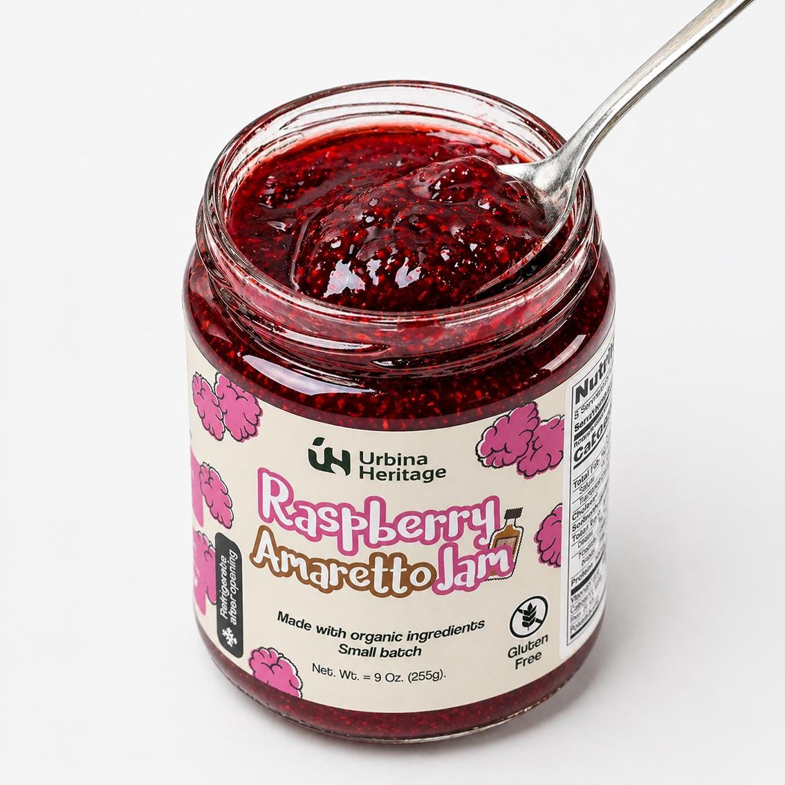 Urbina Heritage Raspberry Amaretto Jam – Small Batch Gourmet Fruit Spread (9oz)