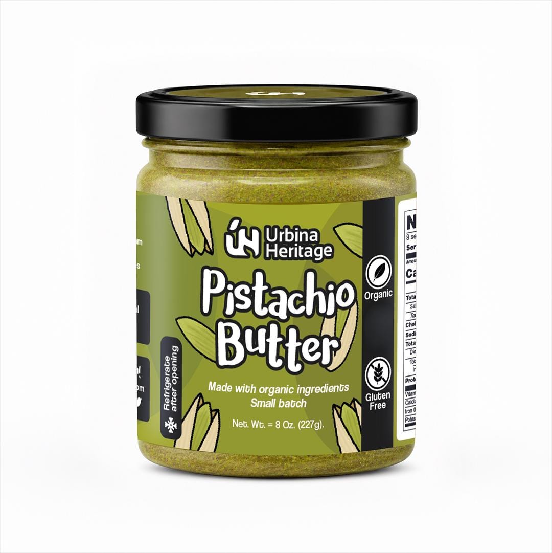 Urbina Heritage Small Batch Premium Pistachio Butter – Creamy Gourmet Nut Spread (8oz)