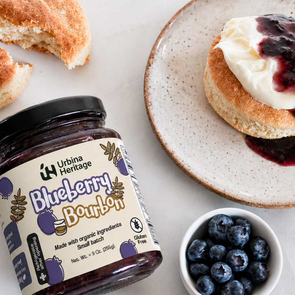 Urbina Heritage Blueberry Bourbon Jam – Small Batch Gourmet Spread 8 oz