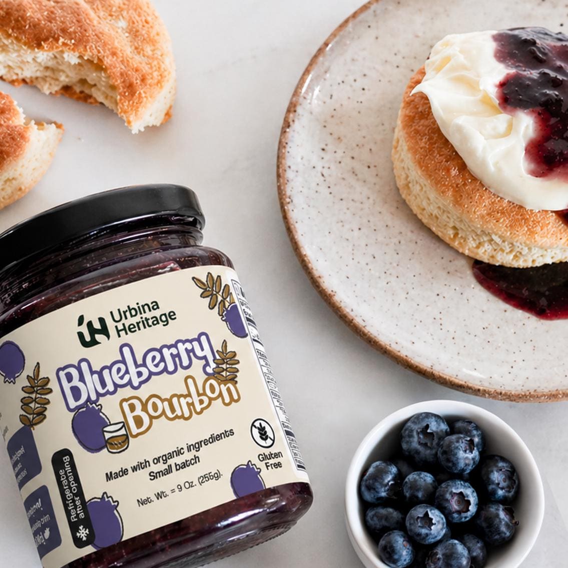 Urbina Heritage Blueberry Bourbon Jam – Small Batch Gourmet Spread (6 oz)