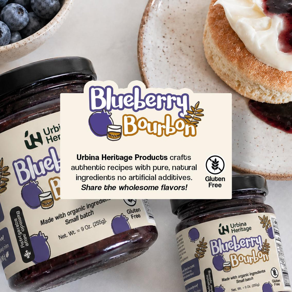 Urbina Heritage Blueberry Bourbon Jam – Small Batch Gourmet Spread 8 oz