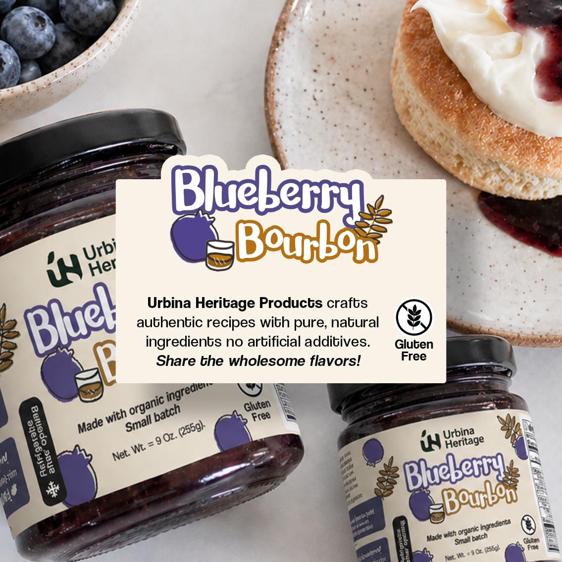 Urbina Heritage Blueberry Bourbon Jam – Small Batch Gourmet Spread (6 oz)