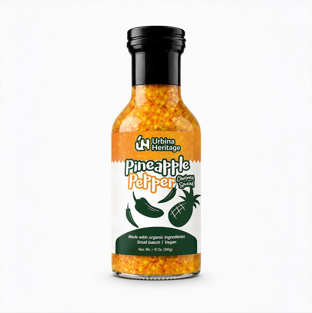 Authentic Urbina Heritage Pineapple Pepper Chutney - Sweet & Spicy Tropical Condiment, Small Batch Family Recipe 10oz Jar