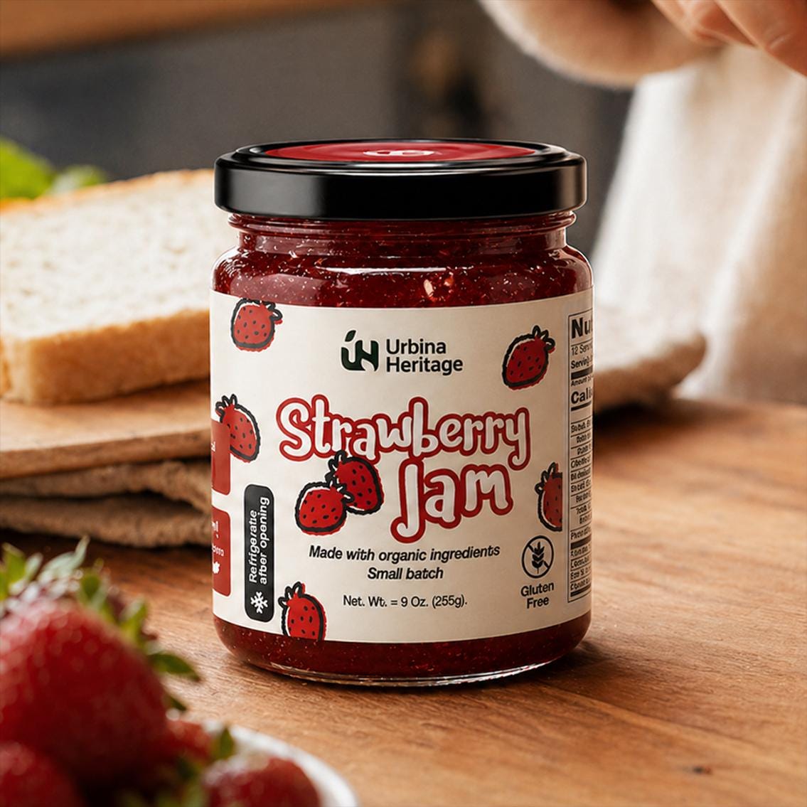 Urbina Heritage Classic Strawberry Jam – Small Batch, 9 oz Jar