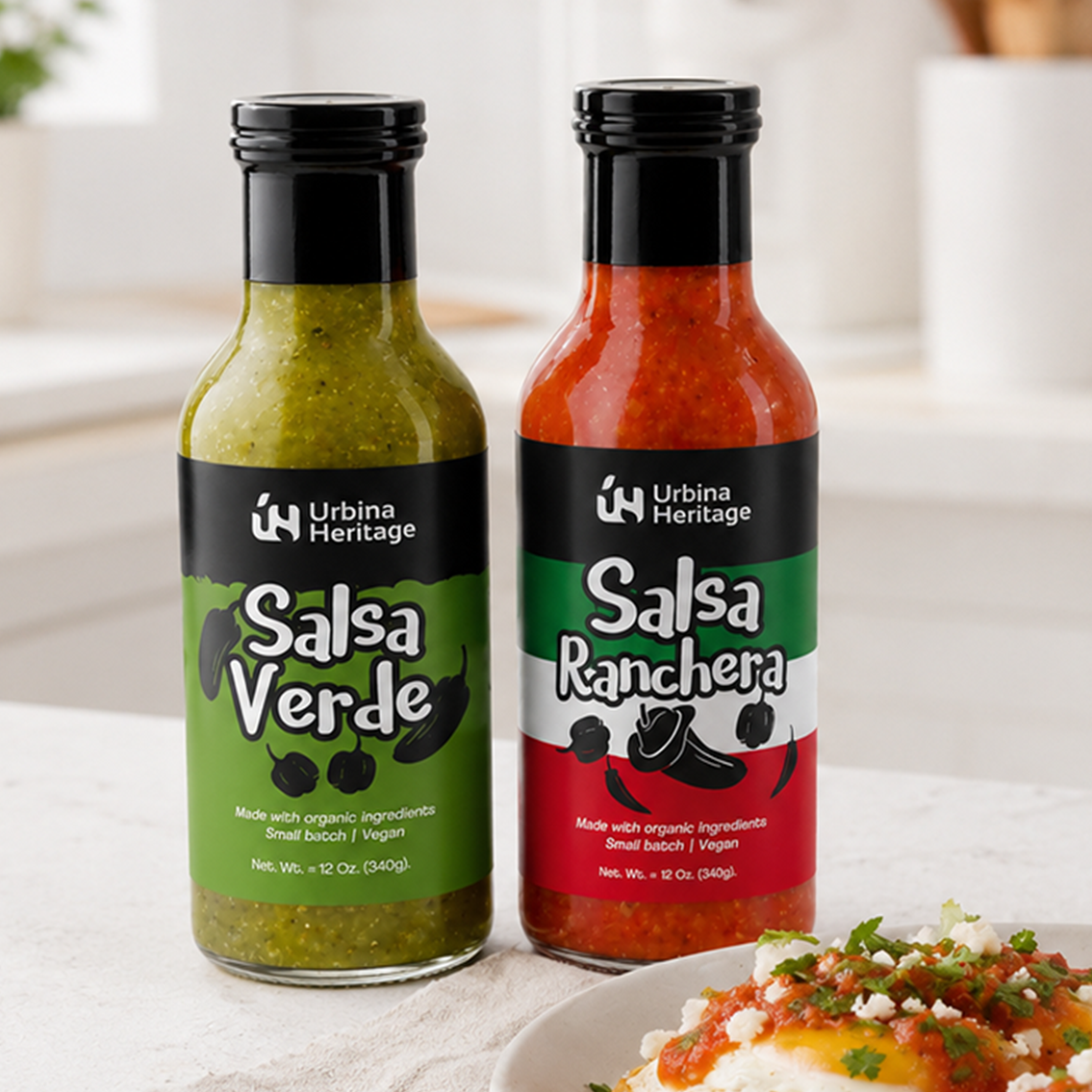 Urbina Heritage Salsa Duo Bundle – Salsa Verde & Salsa Ranchera 12oz Jars | Roasted Tomatillo Green Salsa + Chunky Roasted Tomato Salsa