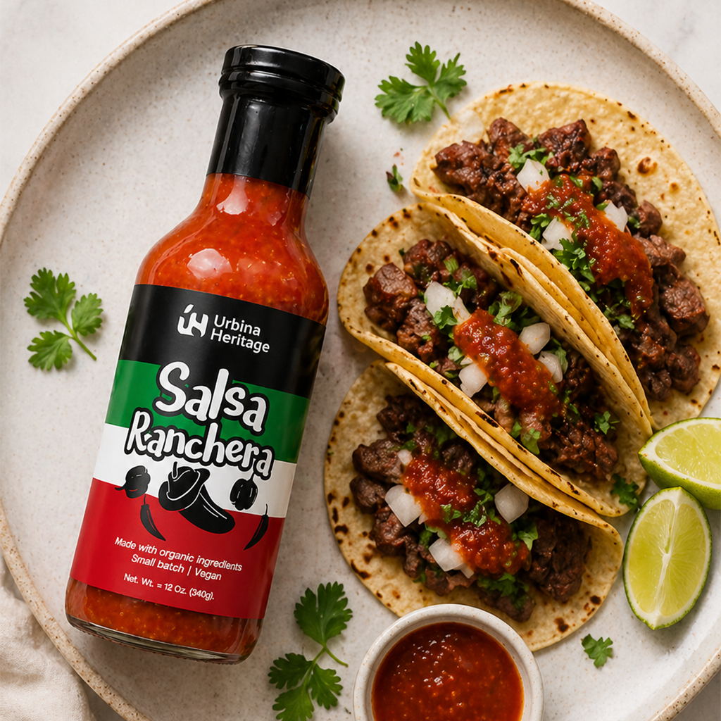 Authentic Urbina Heritage Salsa Ranchera – Chunky Roasted Tomato Salsa, Small Batch Family Recipe 12oz Jar