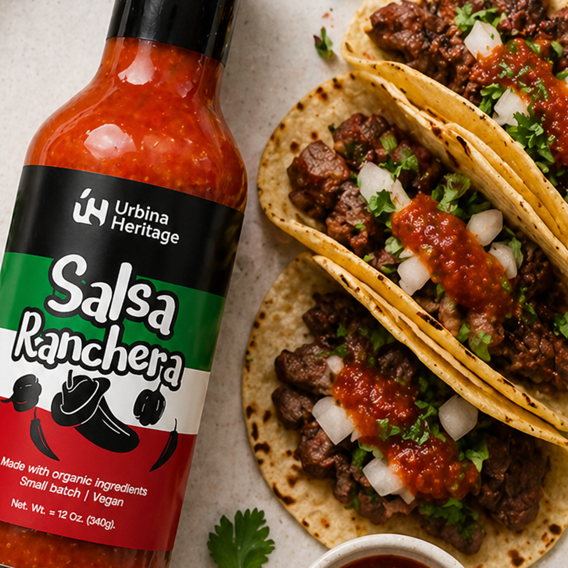 Authentic Urbina Heritage Salsa Ranchera – Chunky Roasted Tomato Salsa, Small Batch Family Recipe 12oz Jar