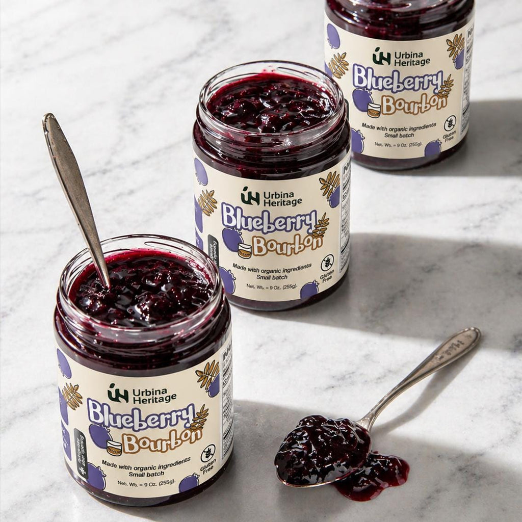 Urbina Heritage Blueberry Bourbon Jam – Small Batch Gourmet Spread 8 oz