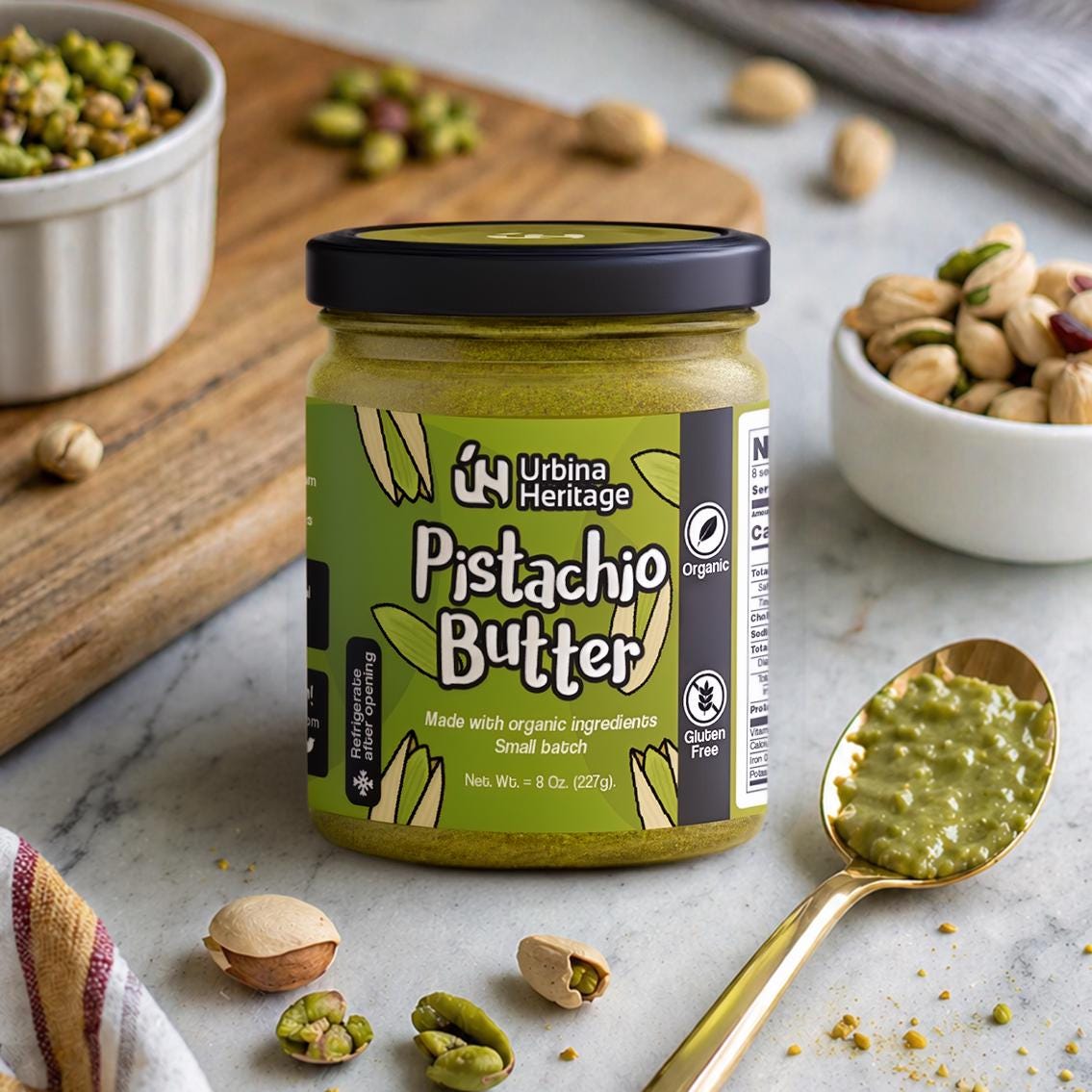 Urbina Heritage Small Batch Premium Pistachio Butter – Creamy Gourmet Nut Spread (8oz)