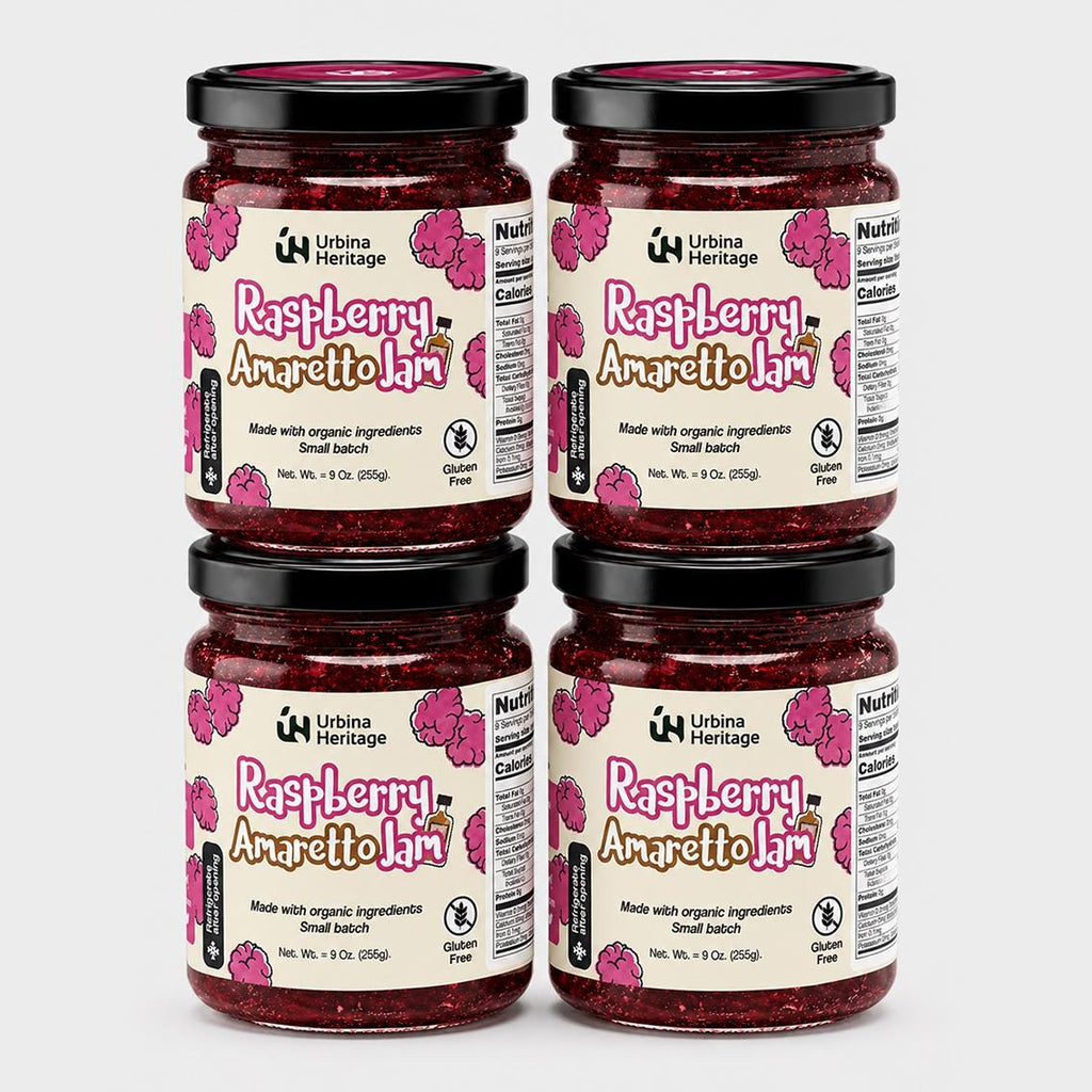 Urbina Heritage Raspberry Amaretto Jam – Small Batch Gourmet Fruit Spread 8 oz