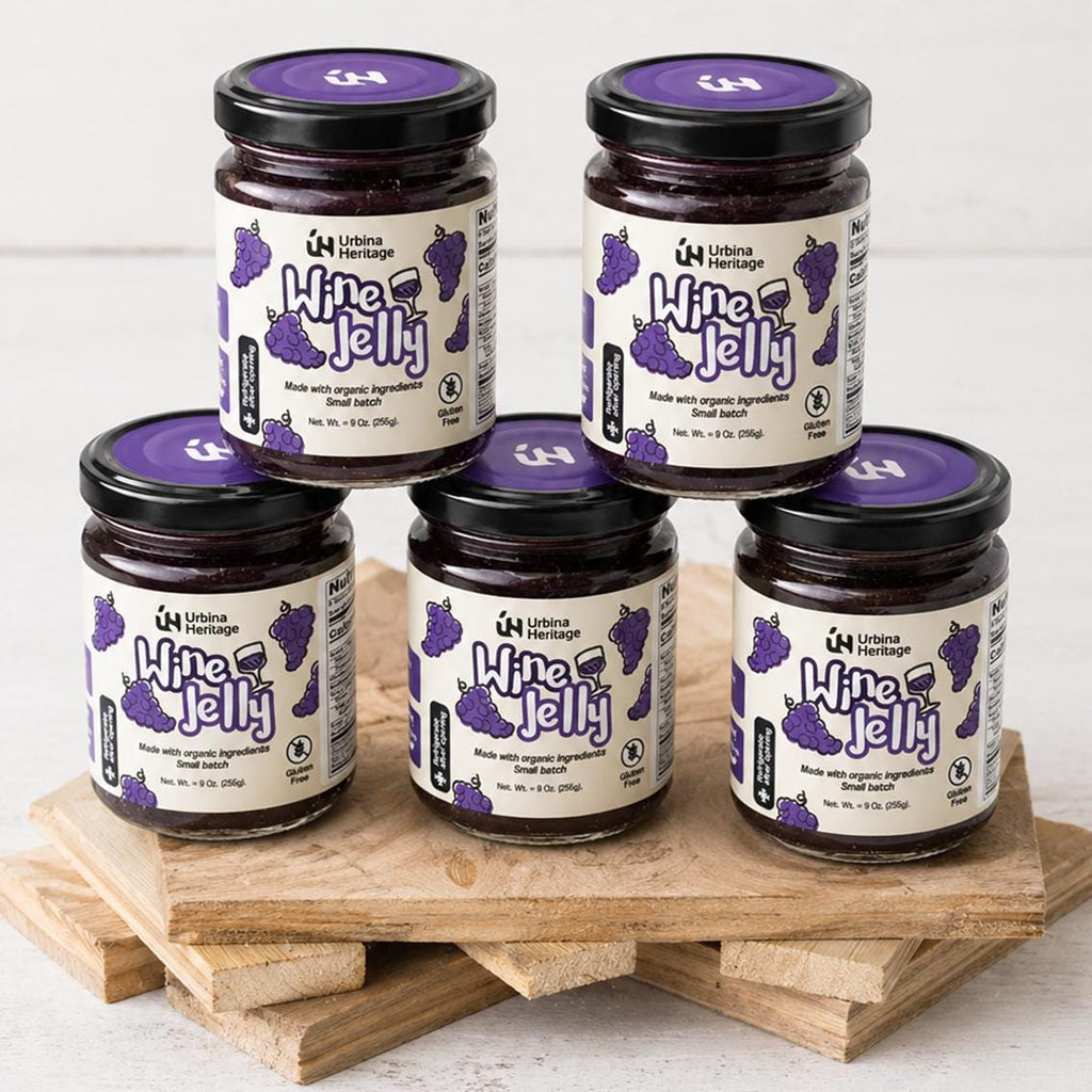 Authentic Urbina Heritage Wine Jelly,  Premium Red Wine Jelly, Small Batch Gourmet Spread,  Family Recipe 6oz Jar