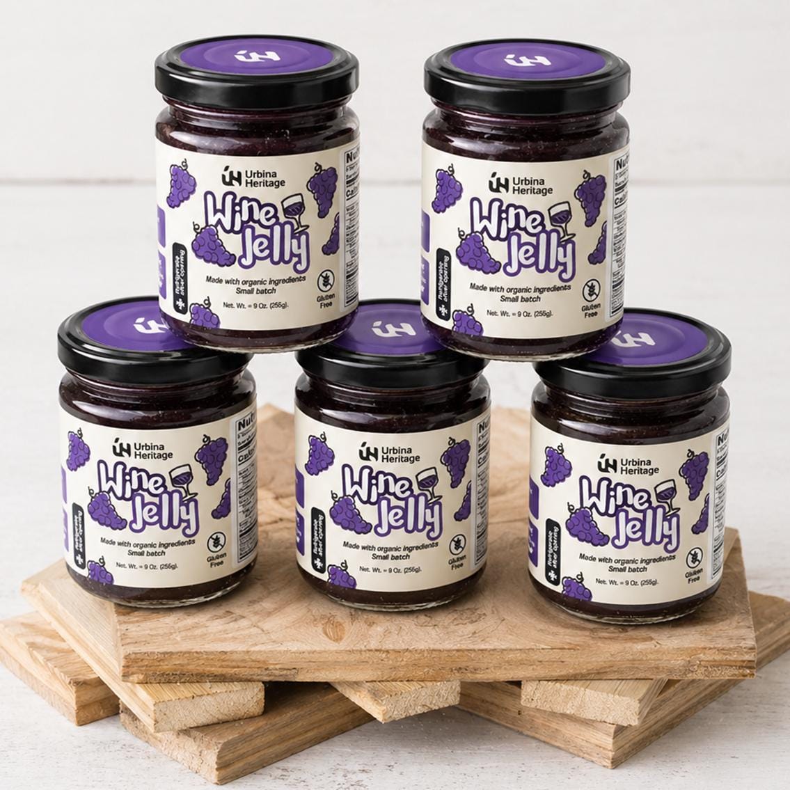 Authentic Urbina Heritage Wine Jelly,  Premium Red Wine Jelly, Small Batch Gourmet Spread,  Family Recipe 6oz Jar