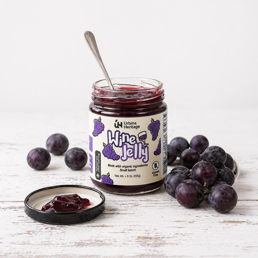 Authentic Urbina Heritage Wine Jelly,  Premium Red Wine Jelly, Small Batch Gourmet Spread,  Family Recipe 6oz Jar