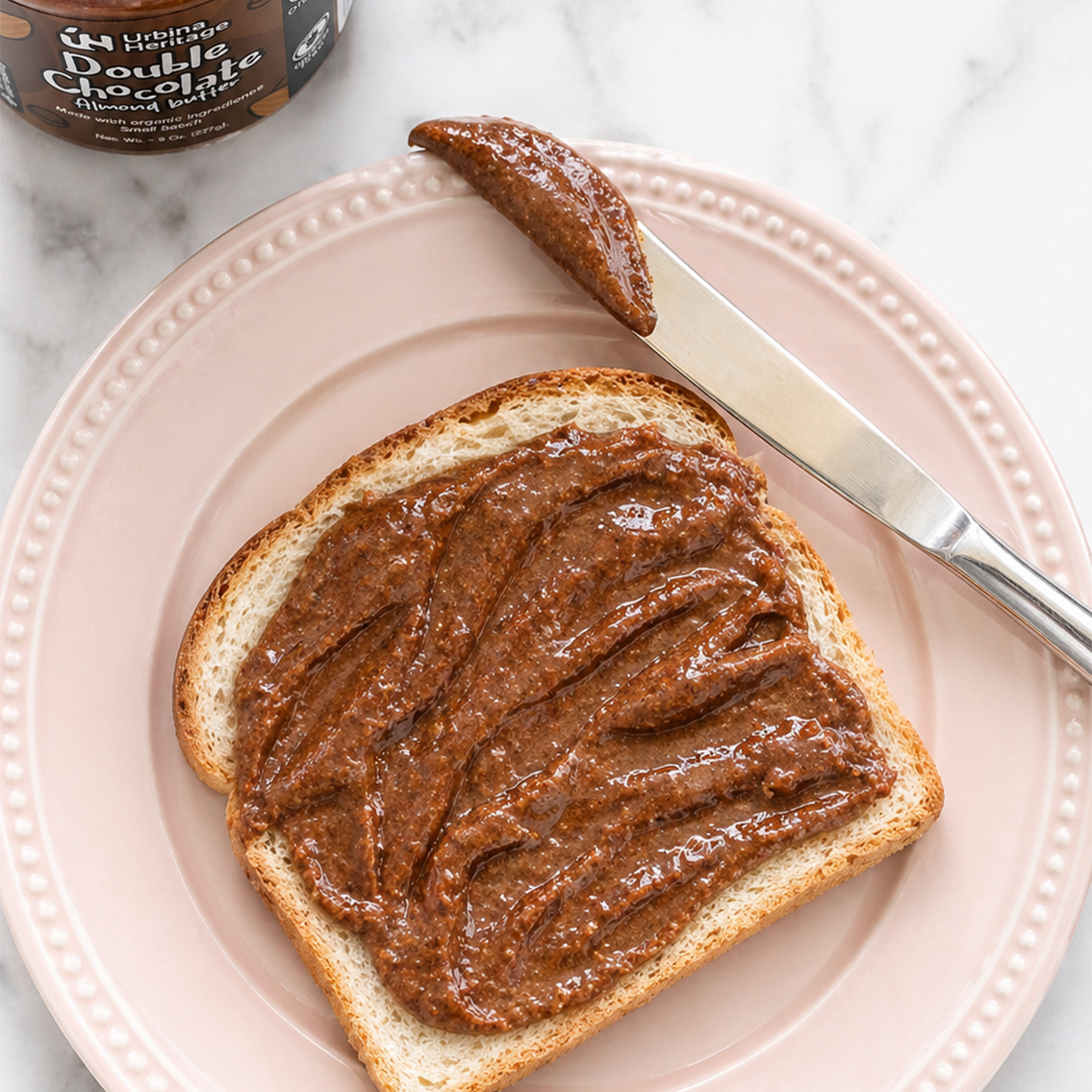 Authentic Urbina Heritage Double Chocolate Almond Butter - Rich Gourmet Spread | Small Batch Family Recipe 8oz Jar