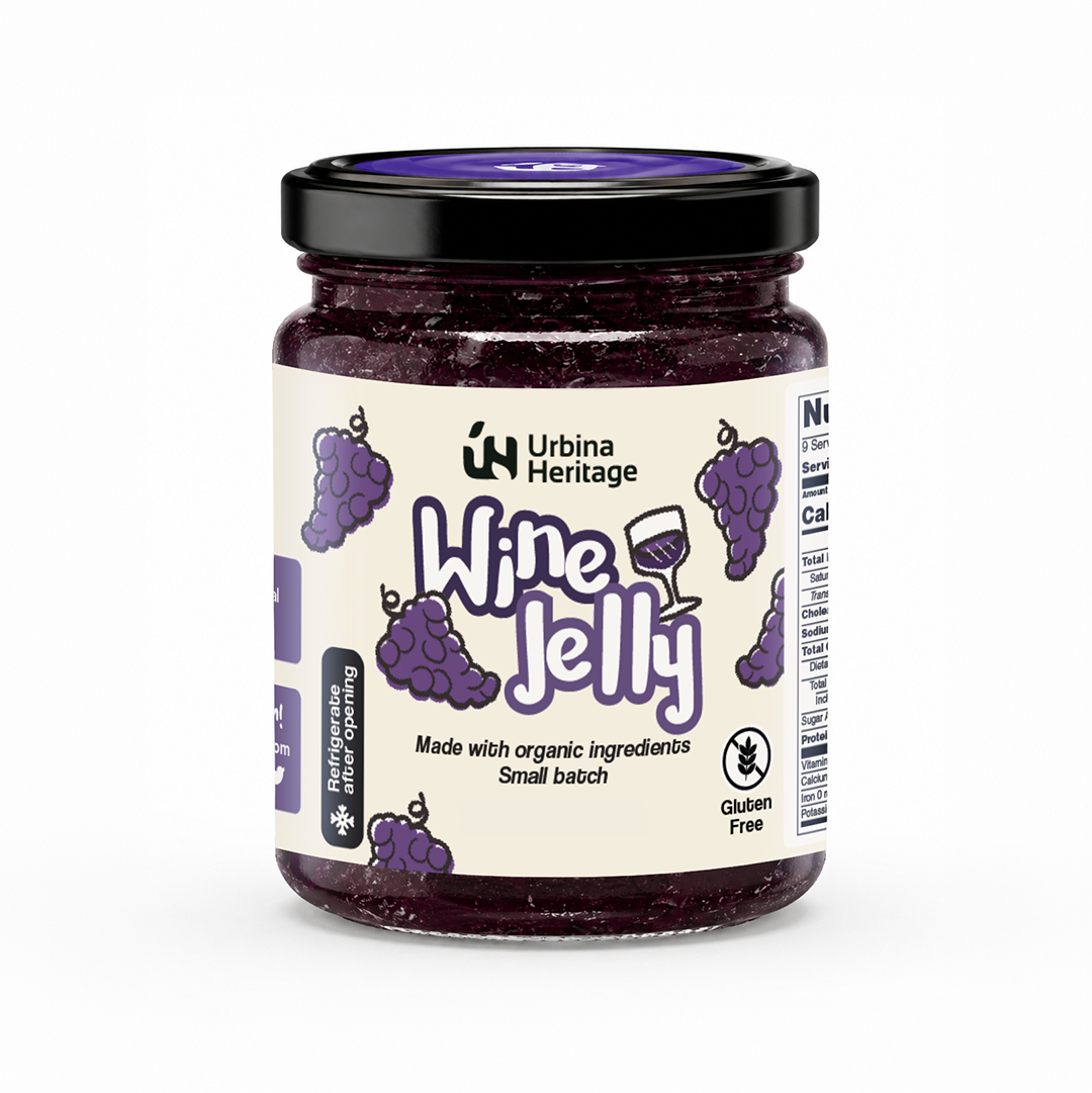 Authentic Urbina Heritage Wine Jelly,  Premium Red Wine Jelly, Small Batch Gourmet Spread,  Family Recipe 8oz Jar