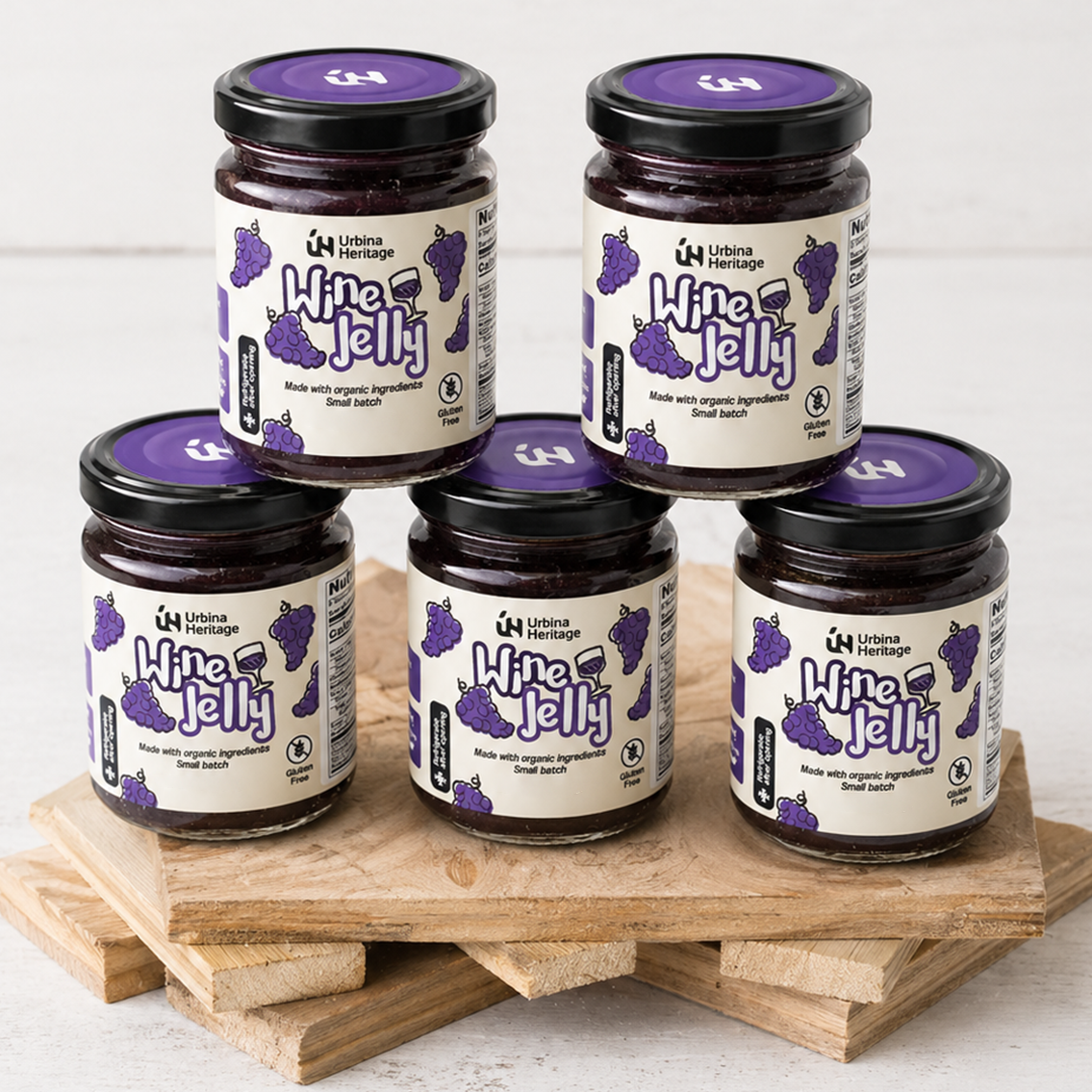 Authentic Urbina Heritage Wine Jelly,  Premium Red Wine Jelly, Small Batch Gourmet Spread,  Family Recipe 8oz Jar