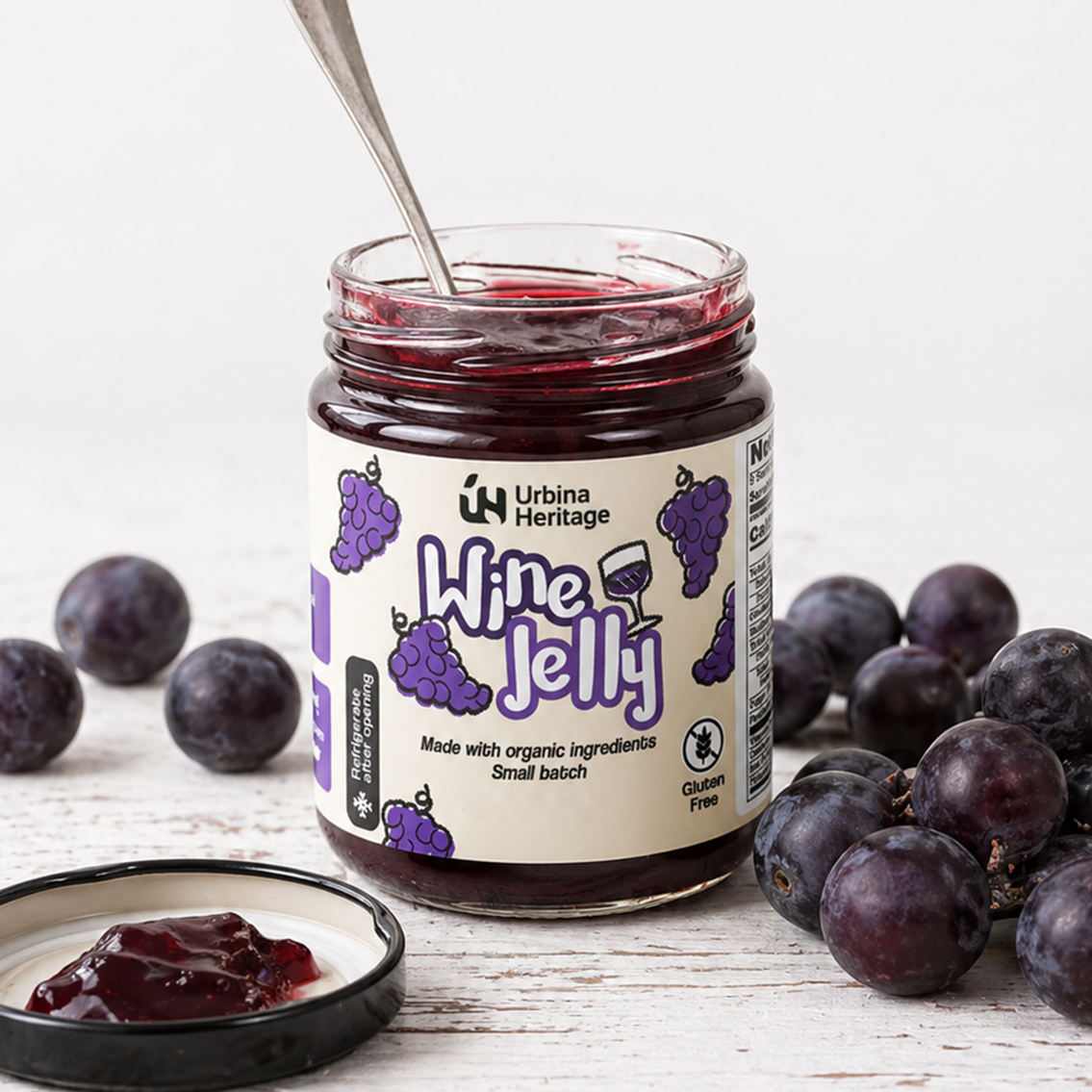 Authentic Urbina Heritage Wine Jelly,  Premium Red Wine Jelly, Small Batch Gourmet Spread,  Family Recipe 8oz Jar