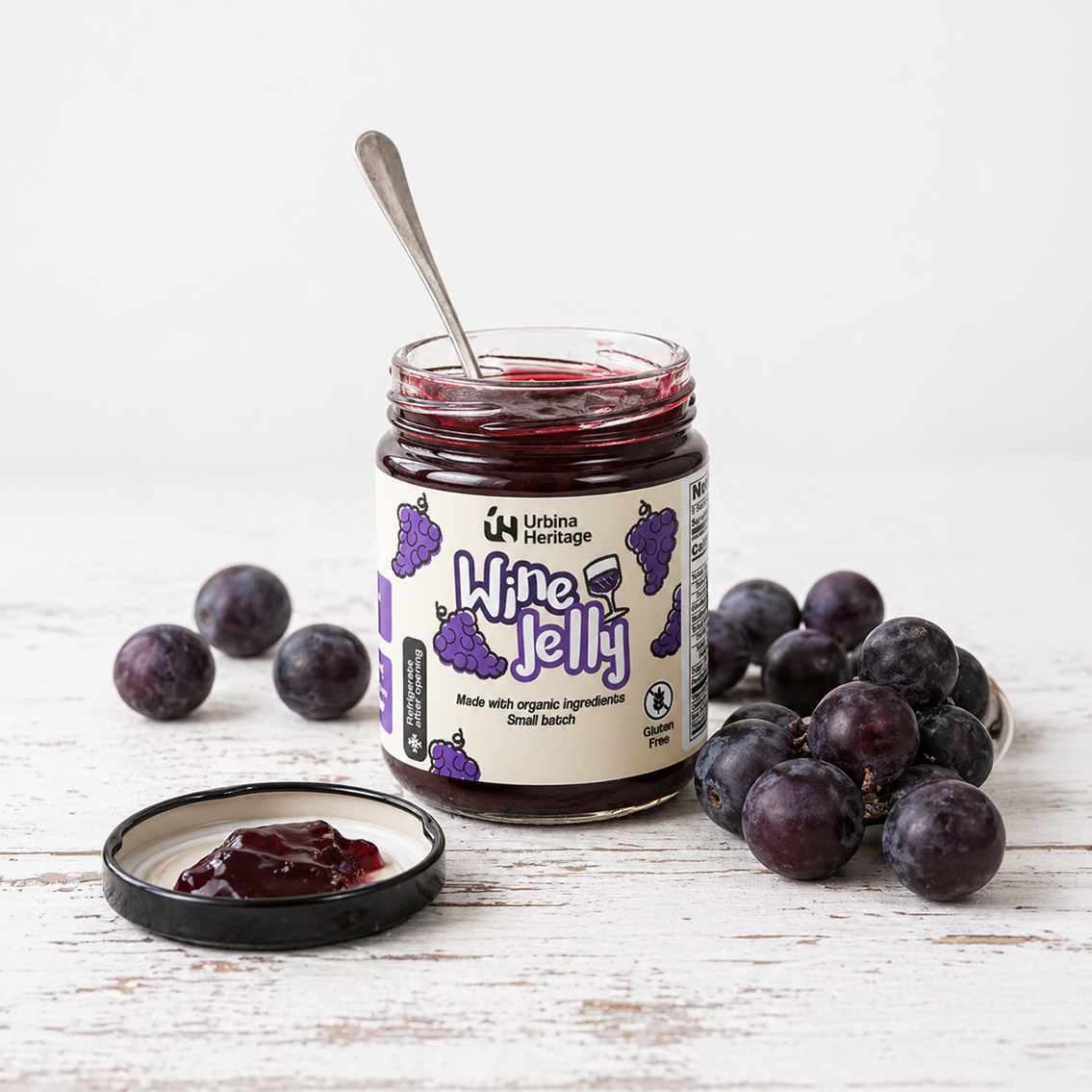 Authentic Urbina Heritage Wine Jelly,  Premium Red Wine Jelly, Small Batch Gourmet Spread,  Family Recipe 8oz Jar